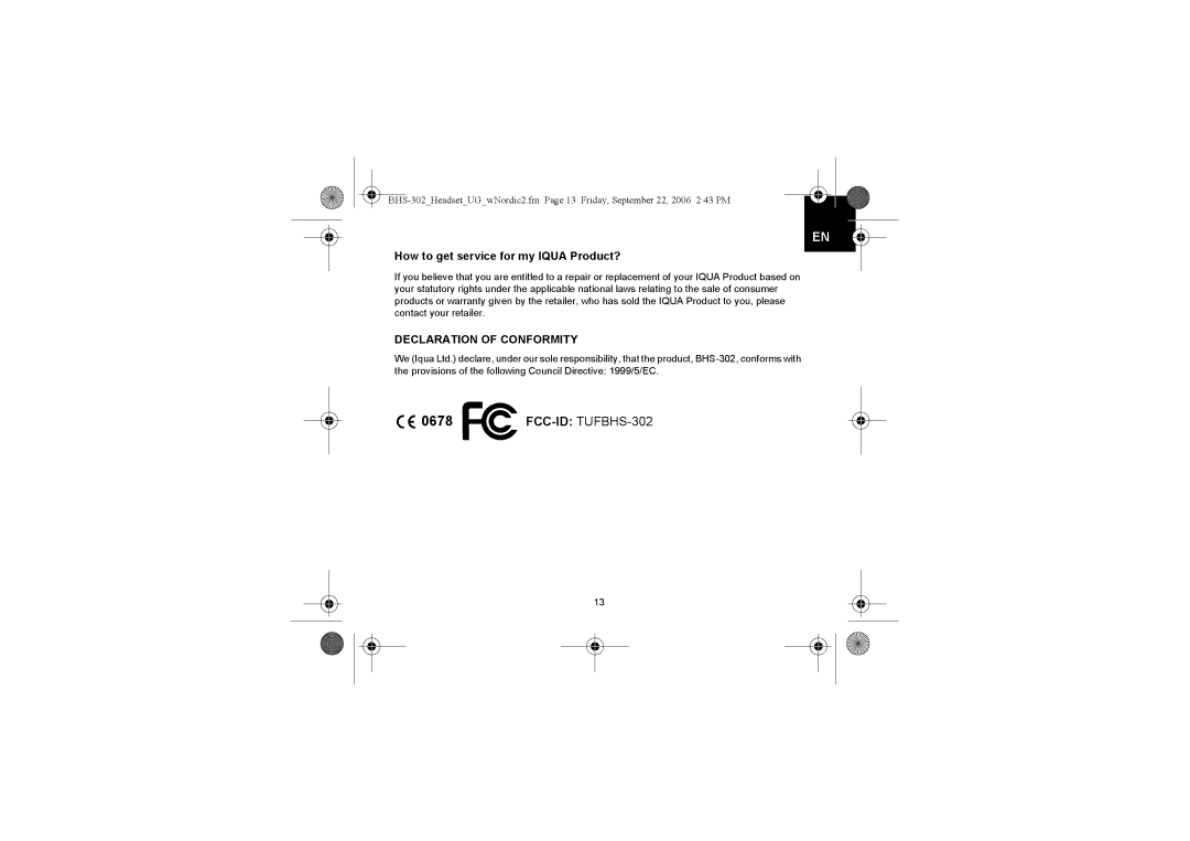 Iqua manual FCC-IDTUFBHS-302, How to get service for my Iqua Product? 