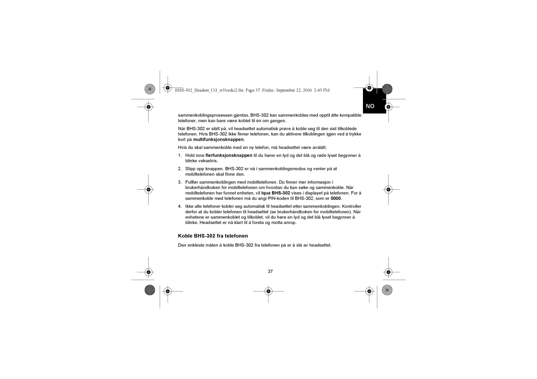 Iqua manual Koble BHS-302 fra telefonen 