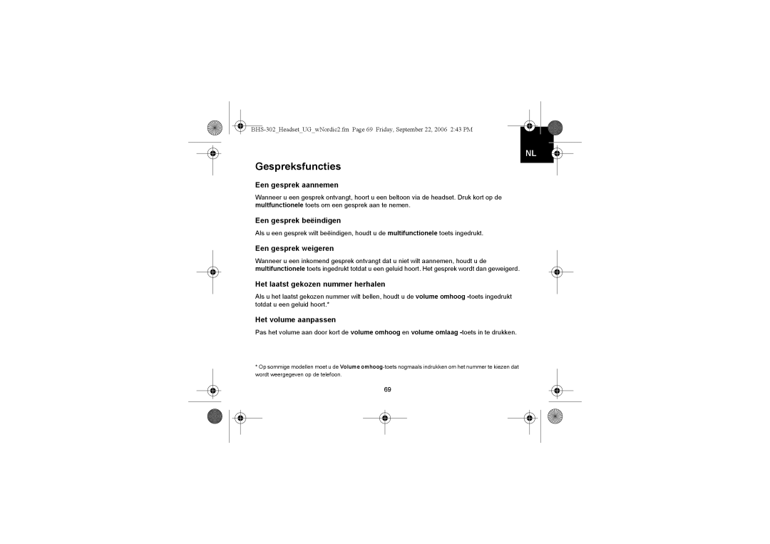 Iqua BHS-302 manual Gespreksfuncties 