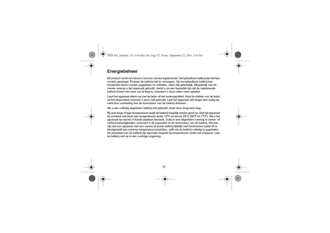 Iqua BHS-302 manual Energiebeheer 