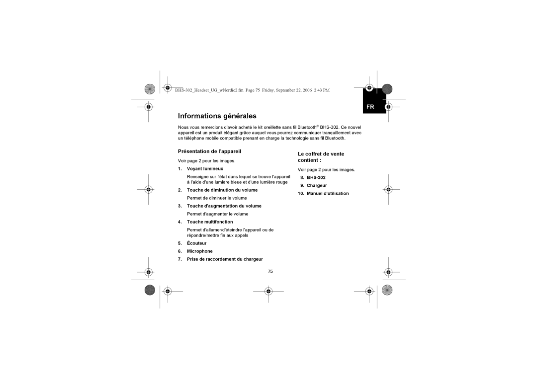 Iqua BHS-302 manual Informations générales, Présentation de lappareil, Le coffret de vente contient 