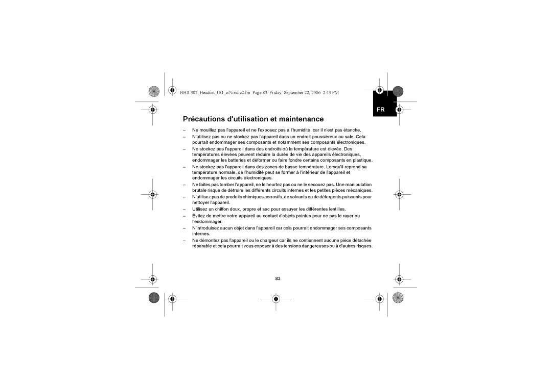 Iqua BHS-302 manual Précautions dutilisation et maintenance 