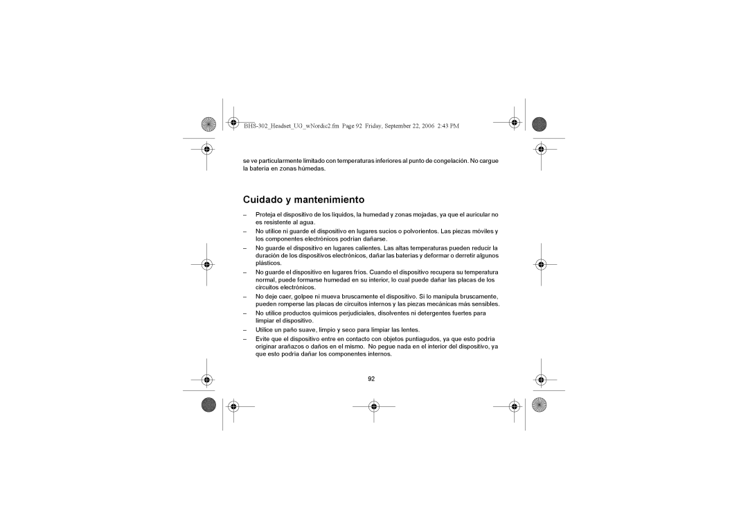 Iqua BHS-302 manual Cuidado y mantenimiento 