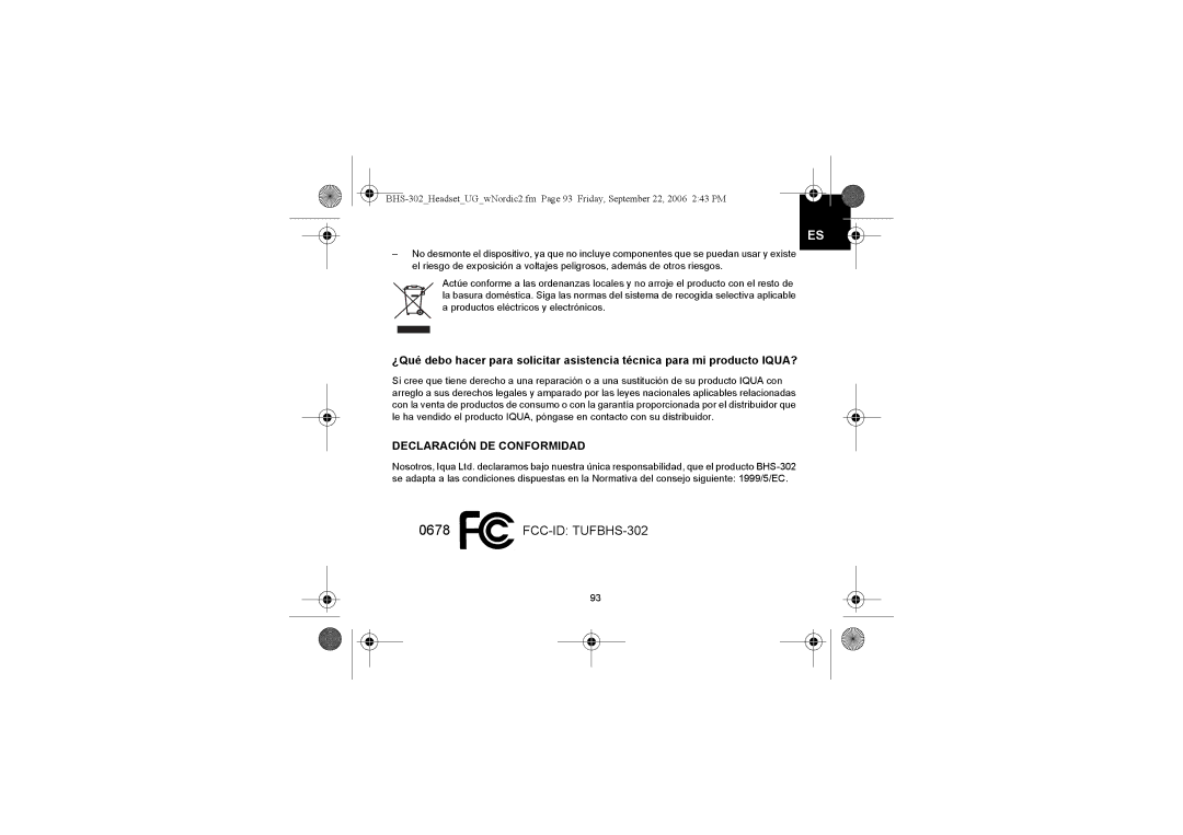 Iqua manual FCC-ID TUFBHS-302 