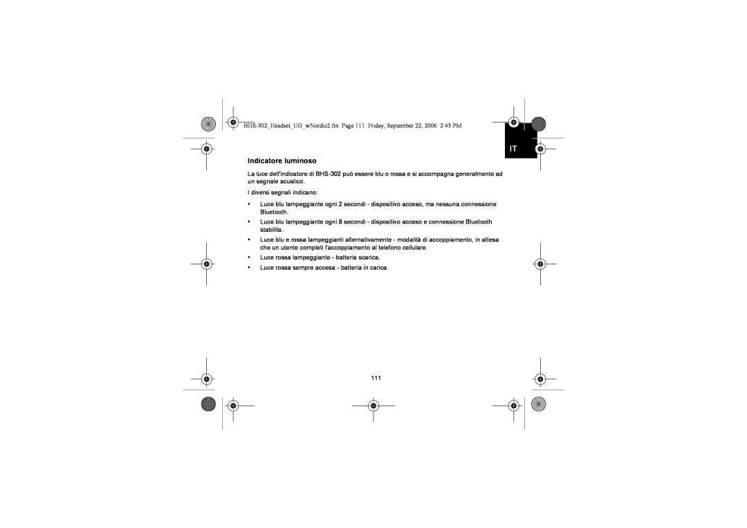 Iqua BHS-302 manual Indicatore luminoso 