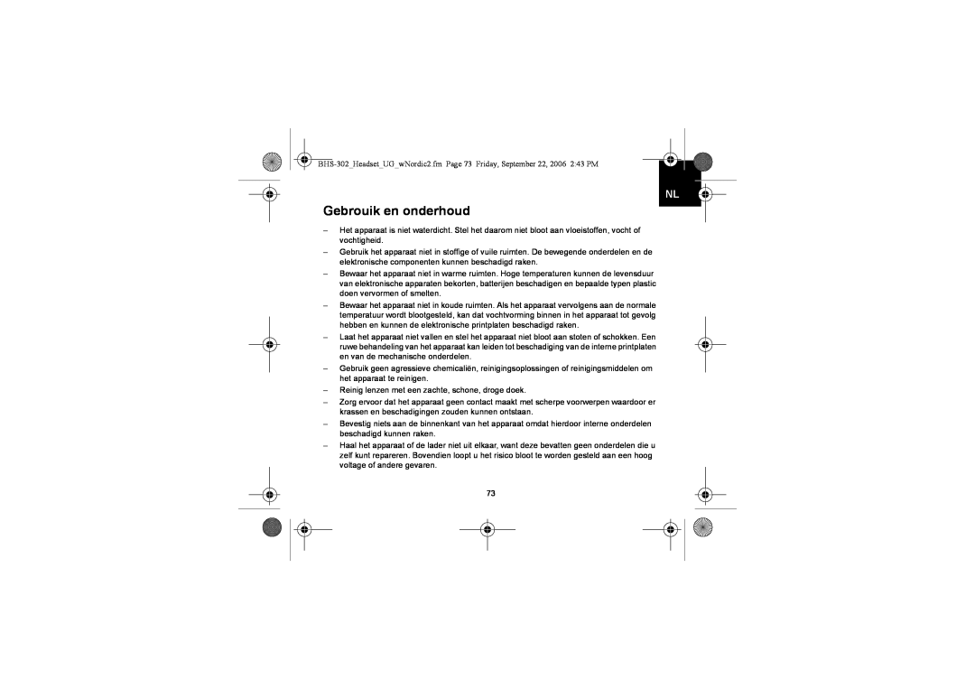 Iqua BHS-302 manual Gebrouik en onderhoud 