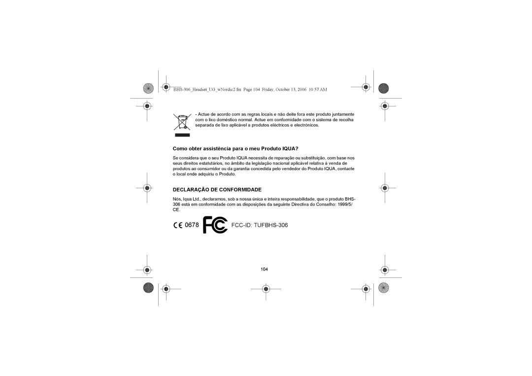 Iqua BHS-306 manual Como obter assistência para o meu Produto IQUA? 