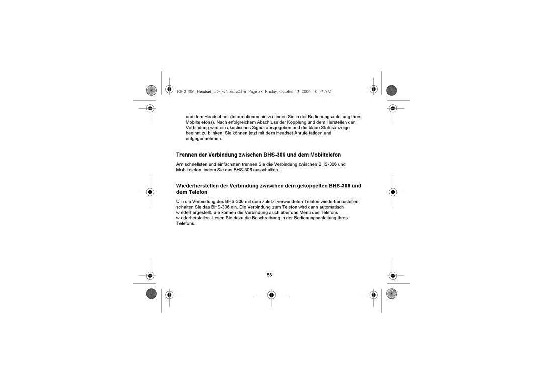 Iqua manual Trennen der Verbindung zwischen BHS-306 und dem Mobiltelefon 