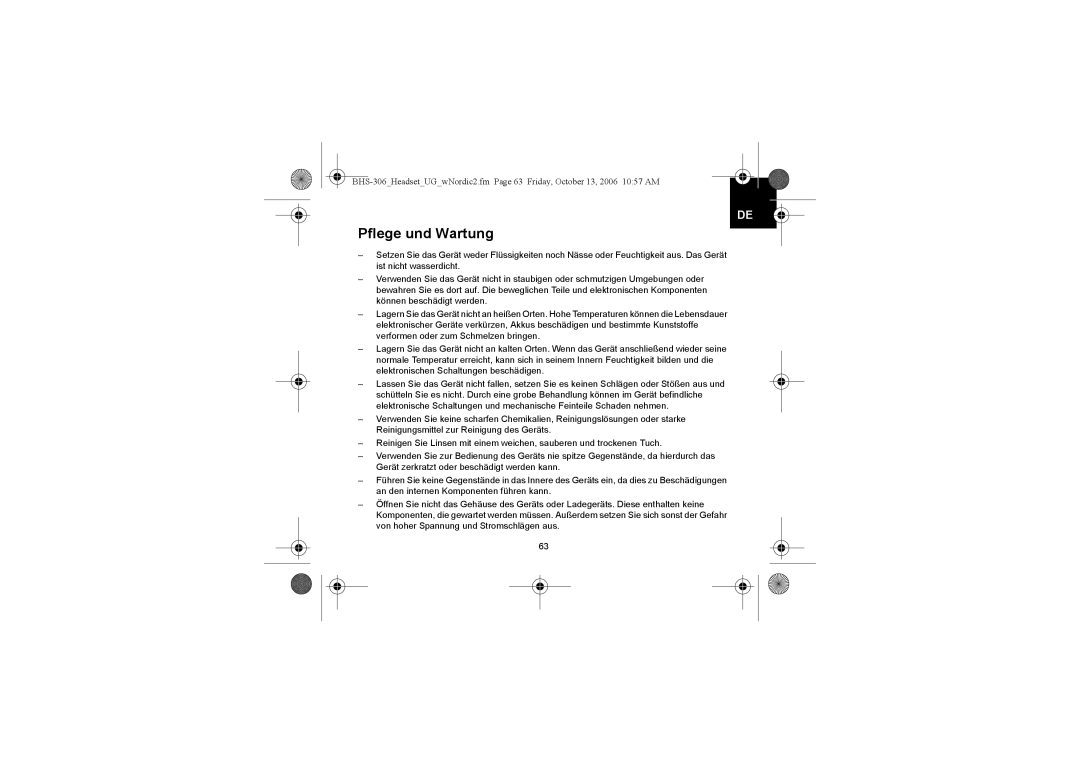 Iqua BHS-306 manual Pflege und Wartung 