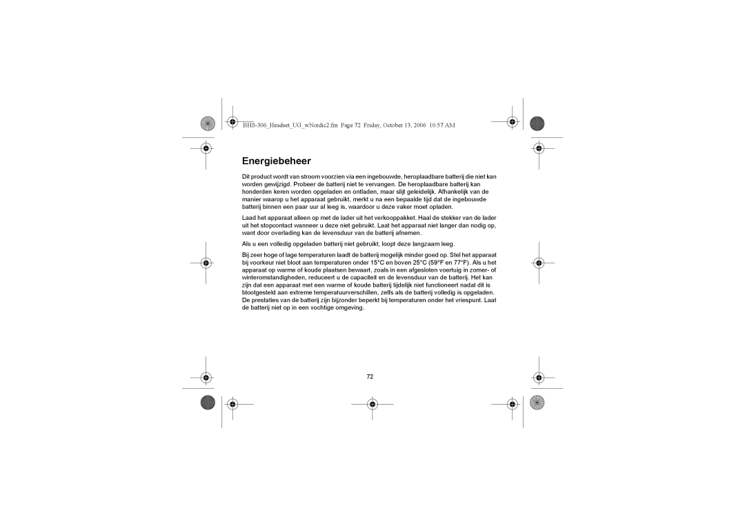 Iqua BHS-306 manual Energiebeheer 