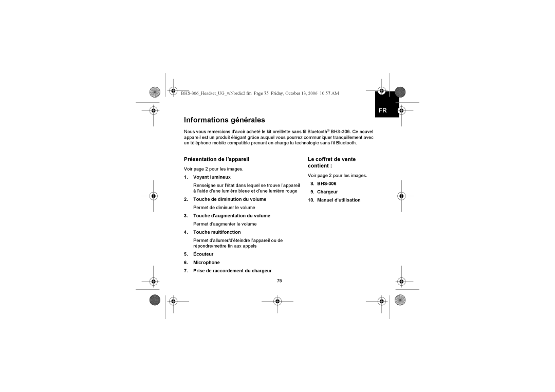 Iqua BHS-306 manual Informations générales, Présentation de lappareil, Le coffret de vente contient 