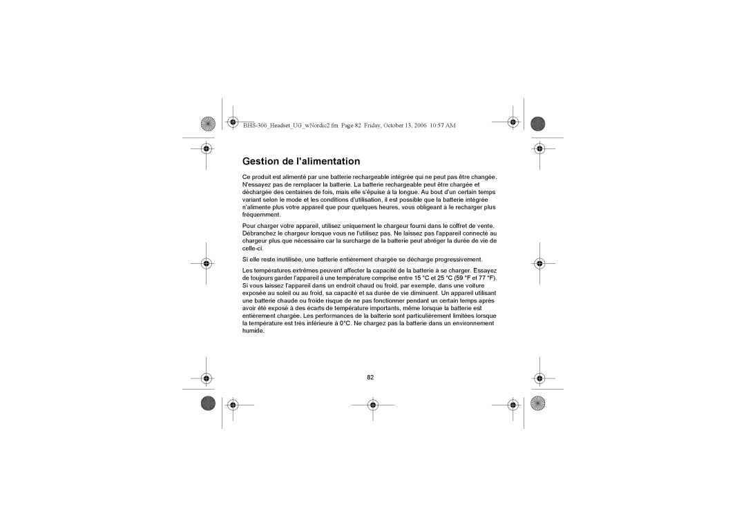 Iqua BHS-306 manual Gestion de lalimentation 