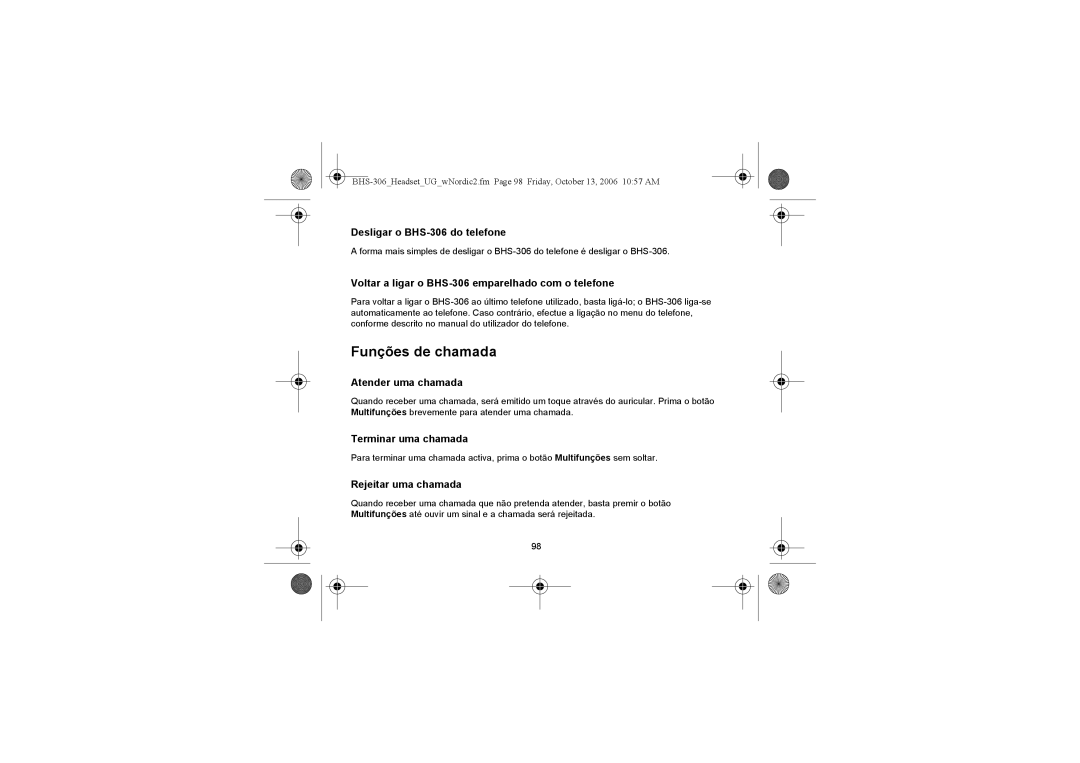 Iqua BHS-306 manual Funções de chamada 