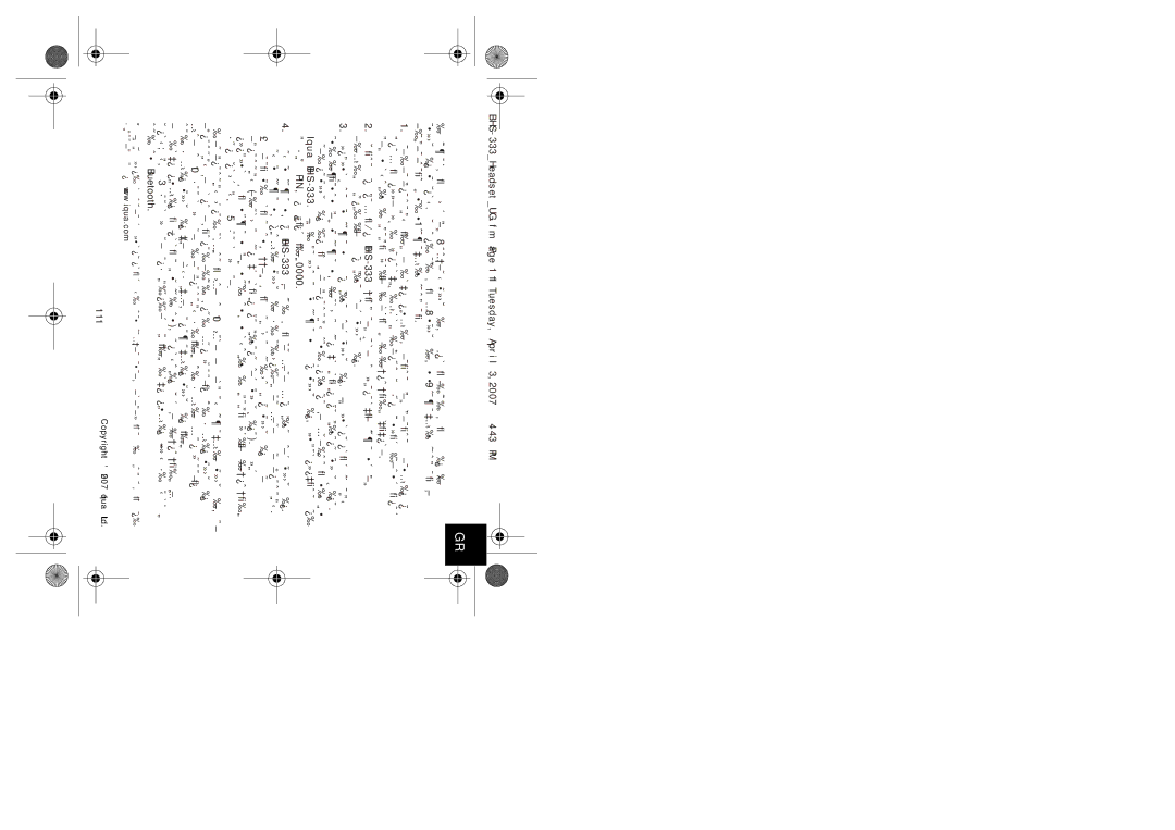 Iqua BHS-333 manual BHS 333 Headset UG. fm Page 111 Tuesday, April 3,2007 443 PM 