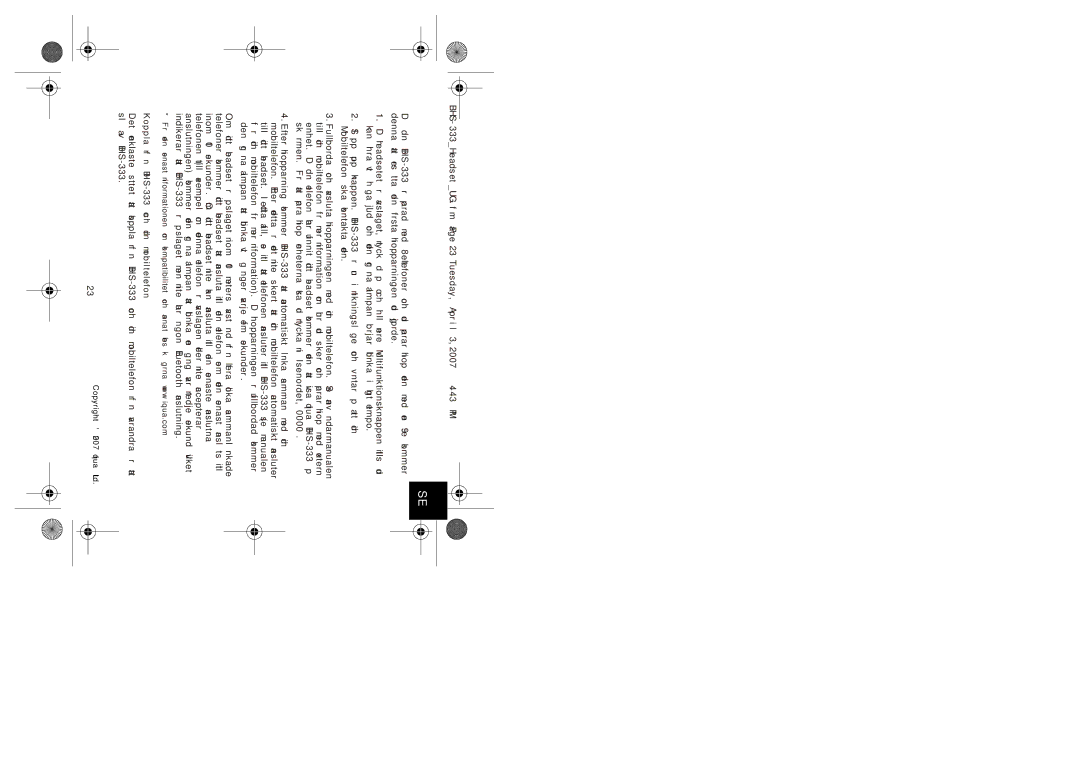 Iqua manual Koppla från BHS-333 och din mobiltelefon 