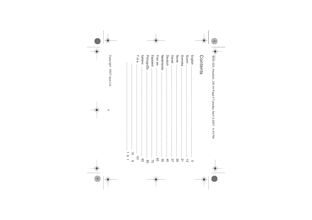 Iqua BHS-333 manual Contents 