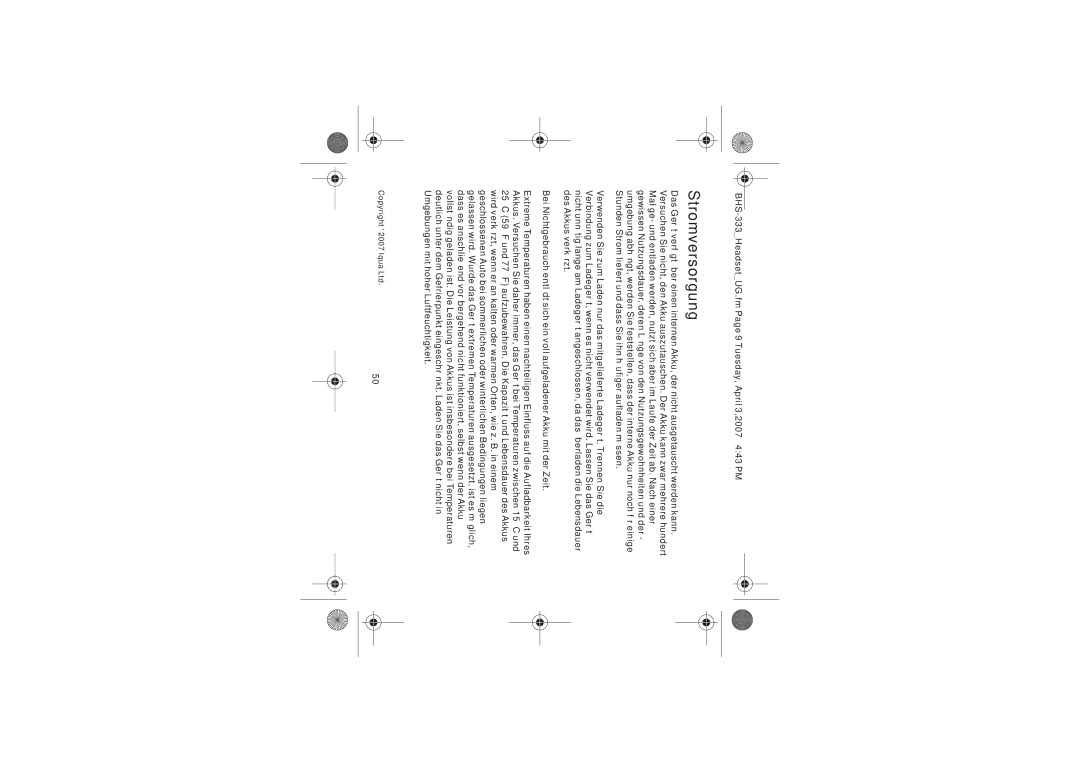 Iqua BHS-333 manual Stromversorgung 