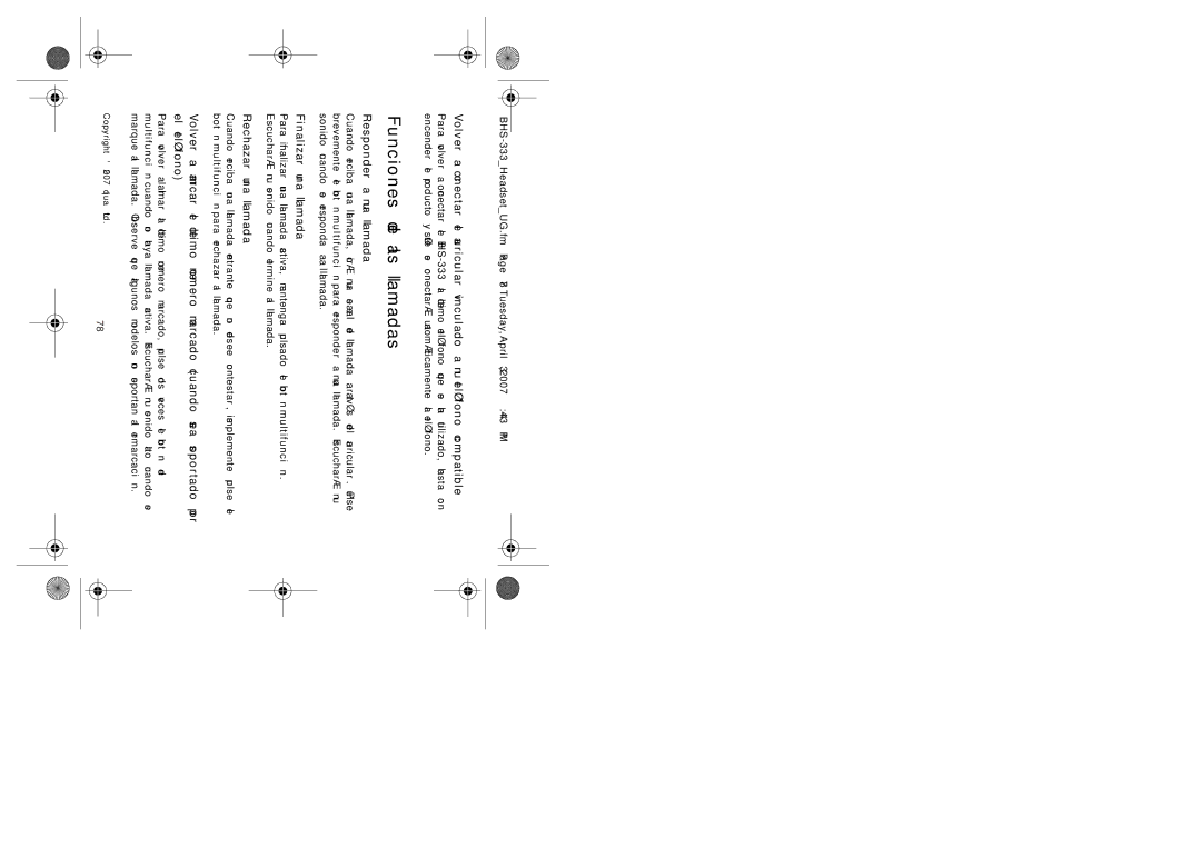 Iqua BHS-333 manual Funciones de las llamadas, Responder a una llamada, Finalizar una llamada, Rechazar una llamada 