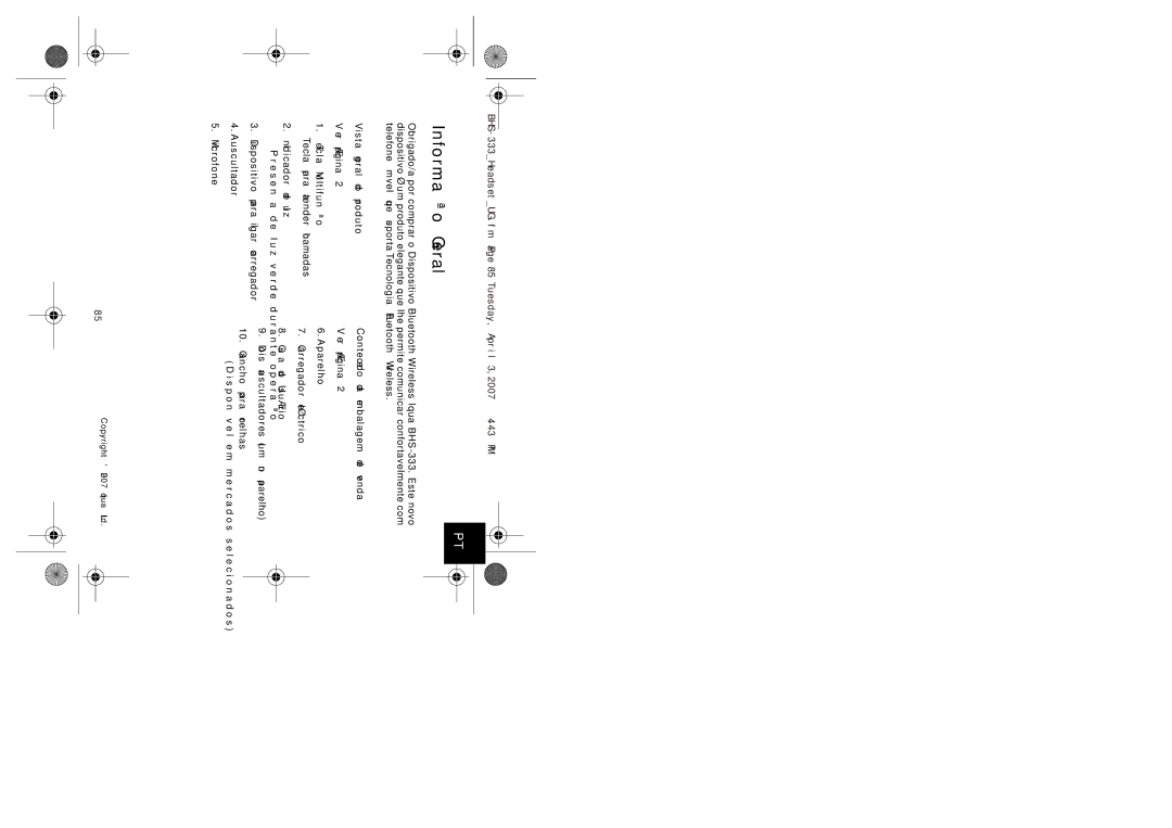 Iqua BHS-333 manual Informação Geral 