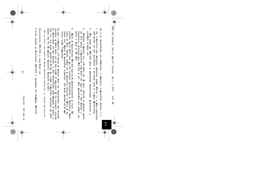 Iqua manual Desconectar BHS-333 e o seu Telemóvel 