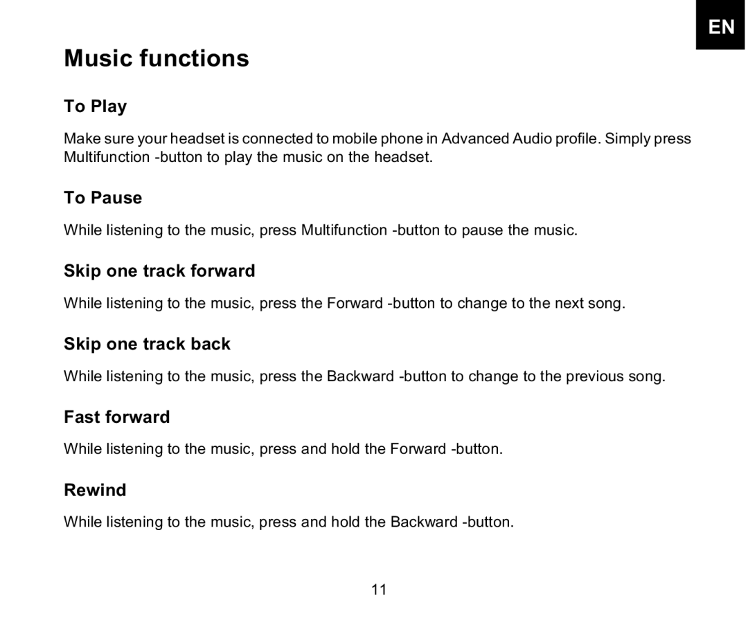 Iqua BHS-701 manual Music functions 