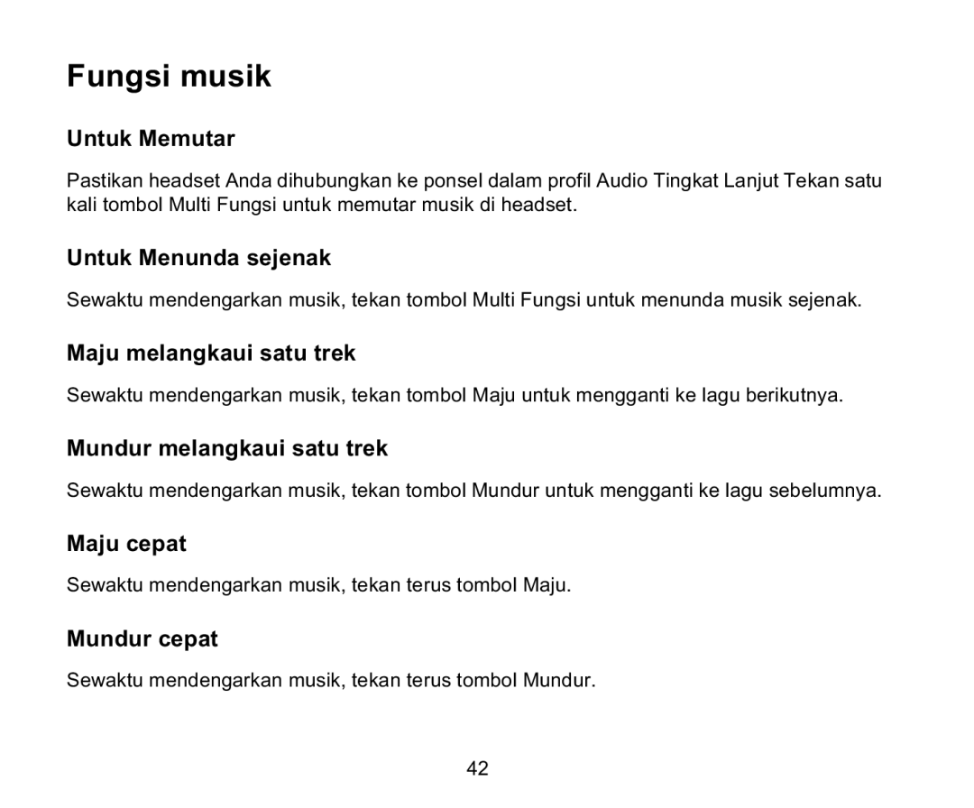 Iqua BHS-701 manual Fungsi musik 