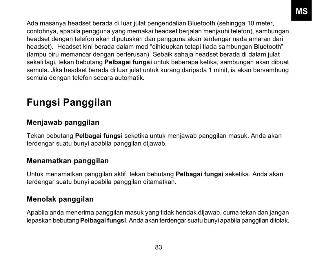 Iqua BHS-701 manual Fungsi Panggilan, Menamatkan panggilan 