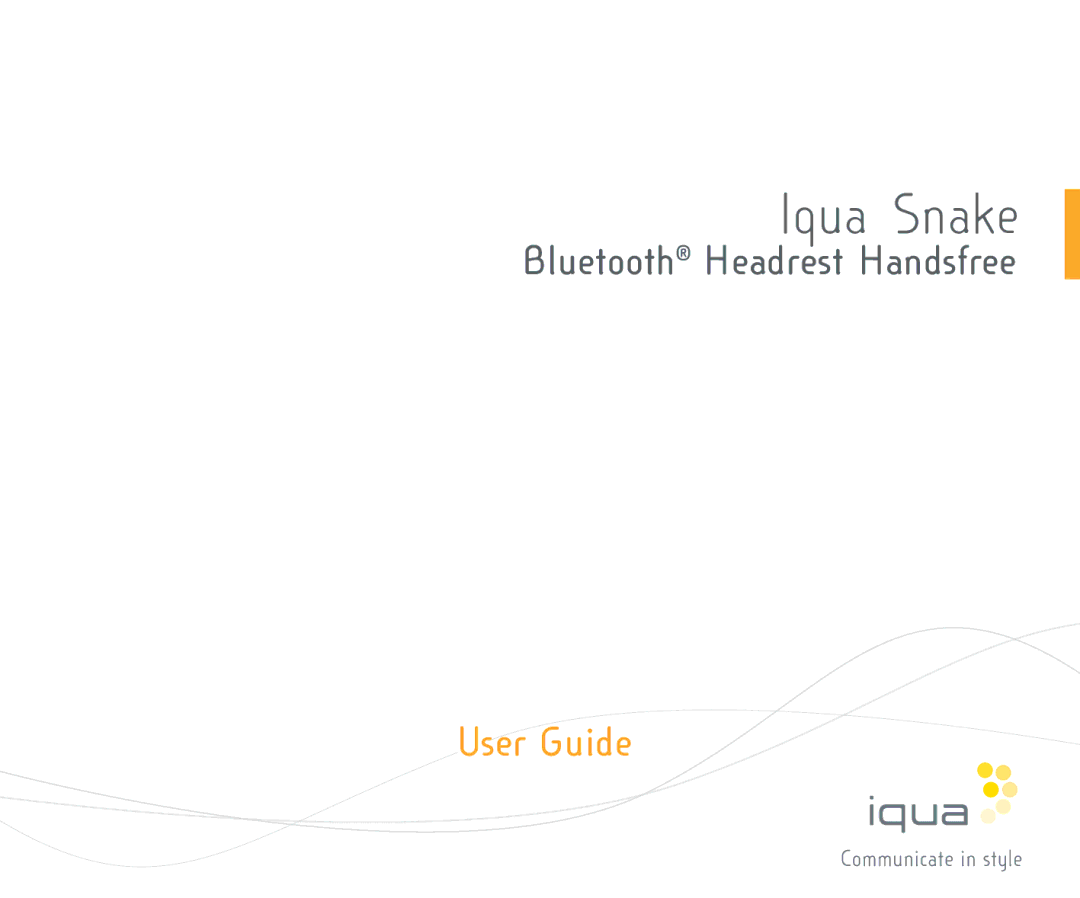 Iqua Bluetooth Headrest Handsfree manual Iqua Snake 