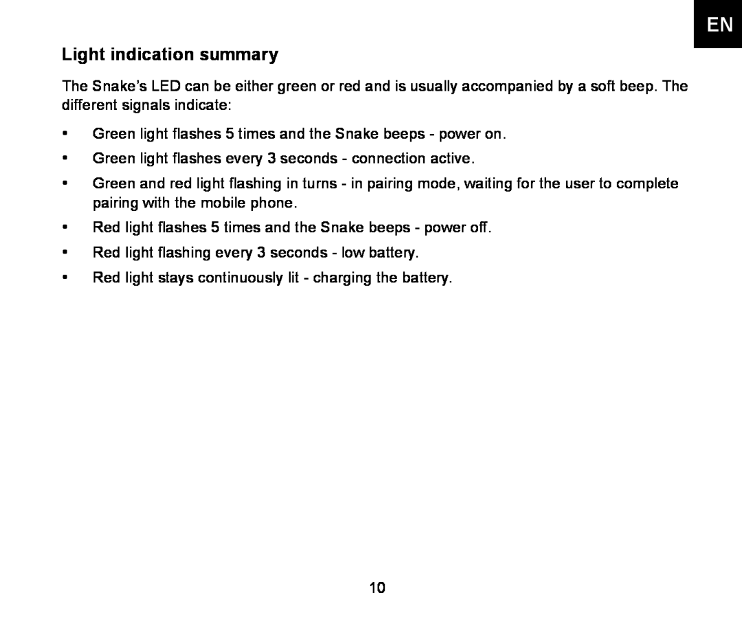Iqua Bluetooth Headrest Handsfree manual Light indication summary 