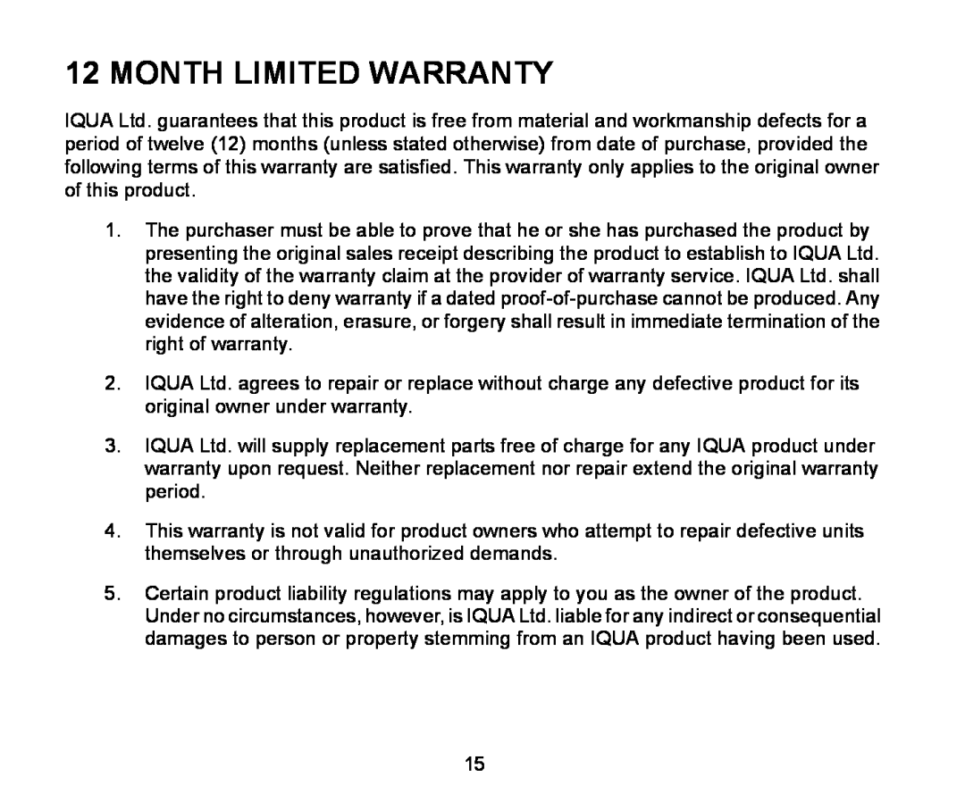 Iqua Bluetooth Headrest Handsfree manual Month Limited Warranty 