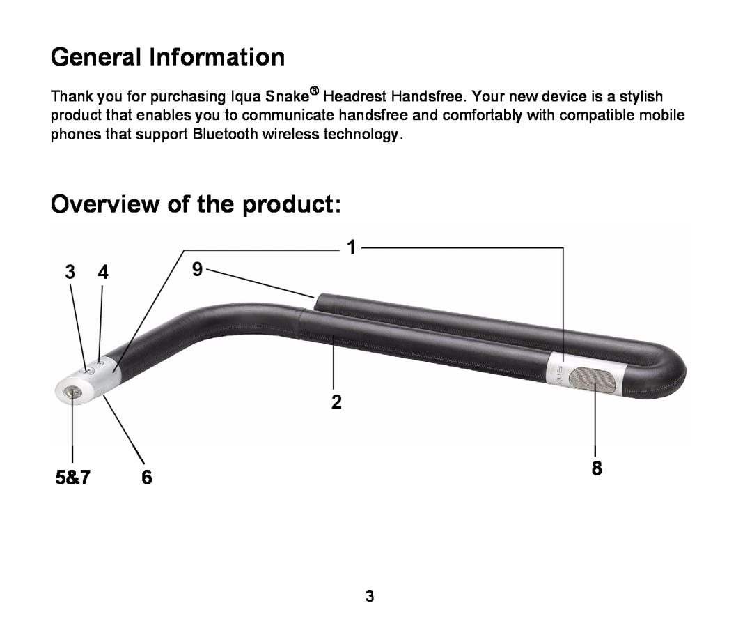 Iqua Bluetooth Headrest Handsfree manual General Information, Overview of the product 