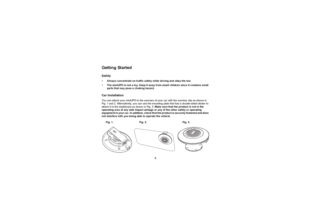 Iqua PHF-301 manual Getting Started, Safety, Car Installation 