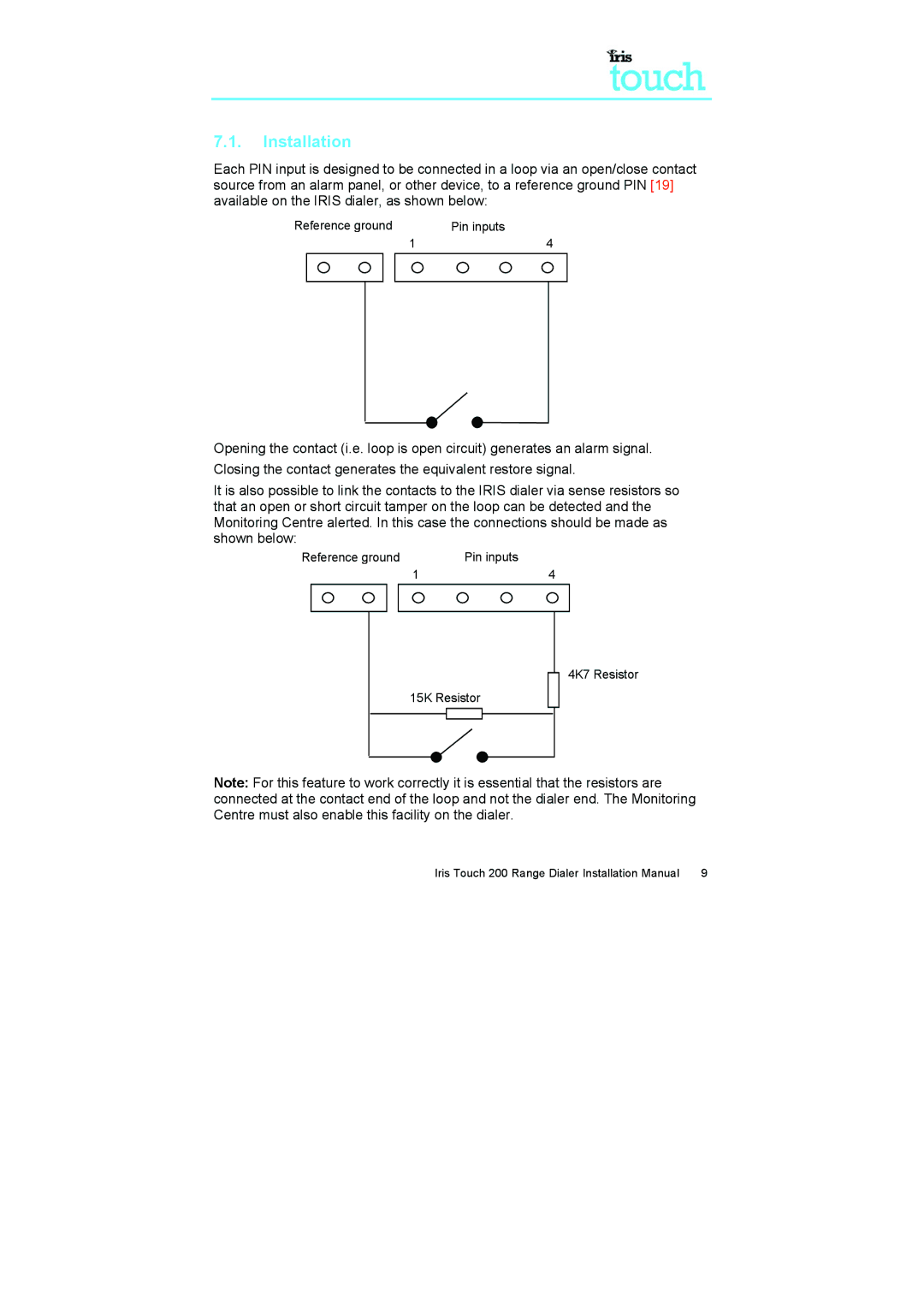 IRIS 200 installation manual Installation 