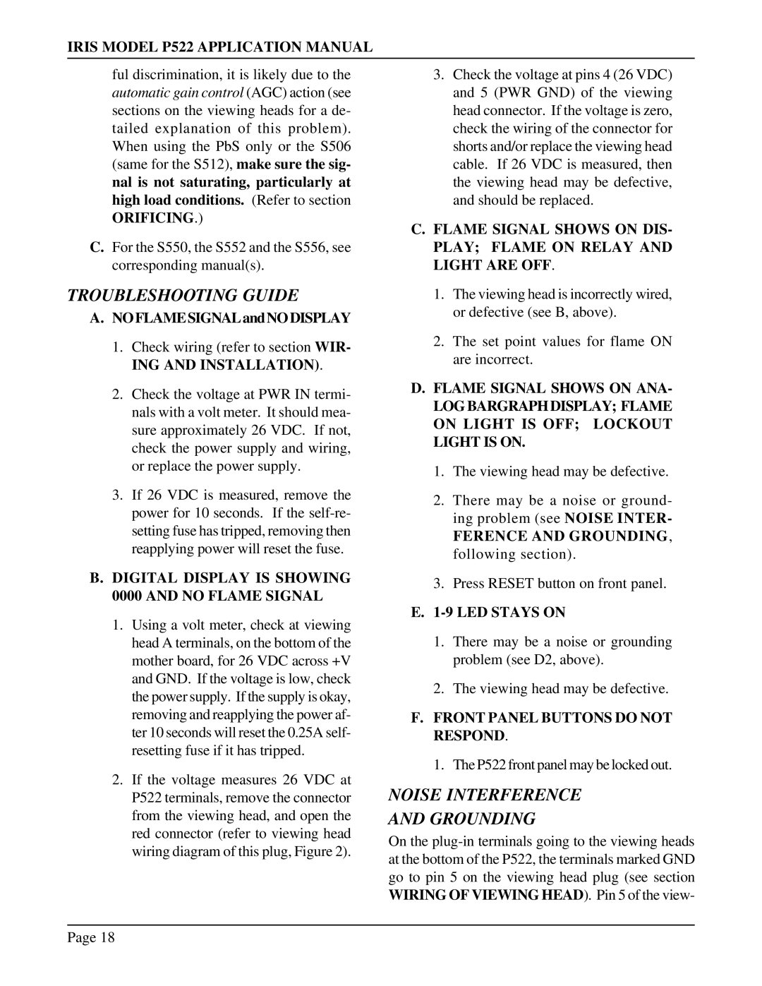 IRIS P522 manual Noise Interference, Grounding 