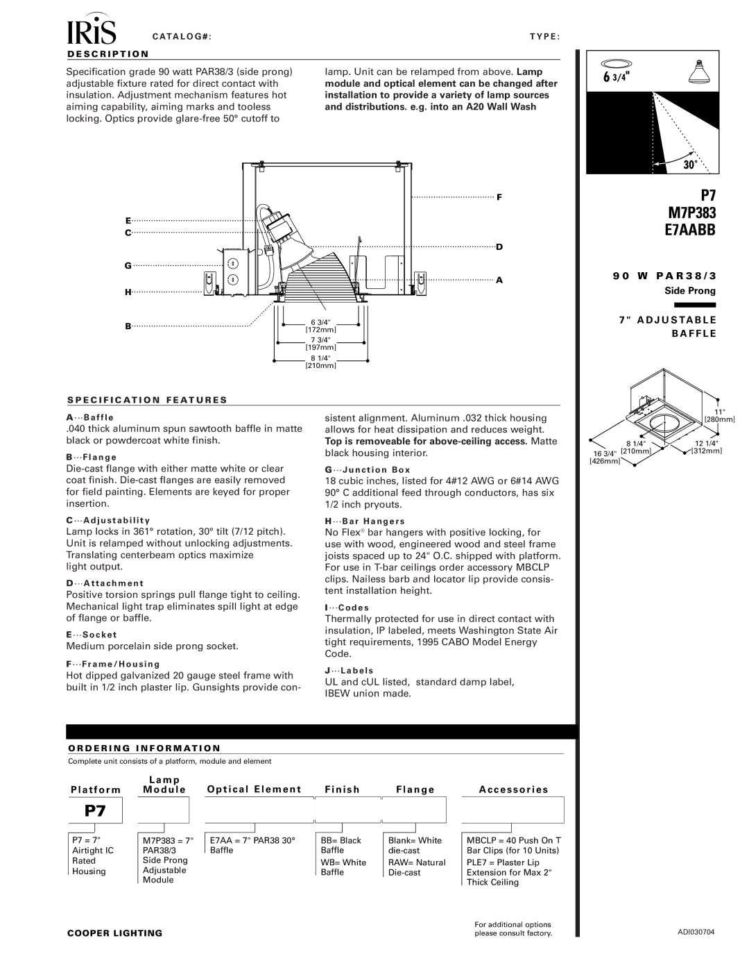 IRIS E7AABB, P7, M7P383 manual Distributions. e.g. into an A20 Wall Wash, Platform 