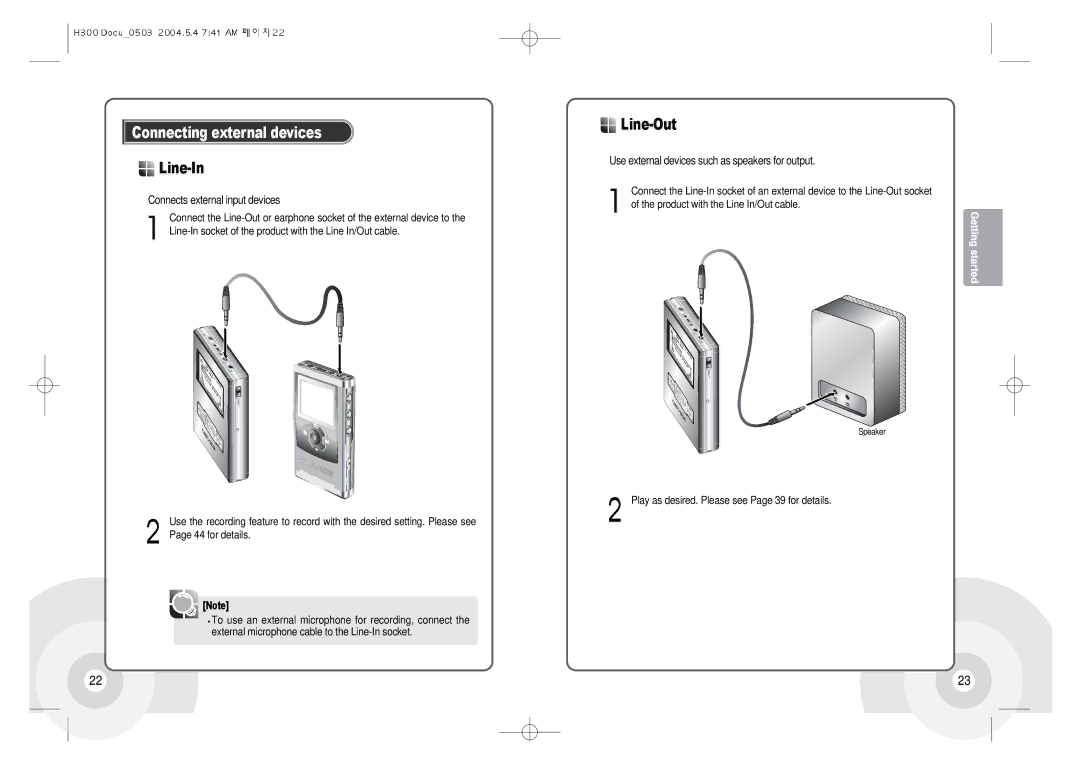 IRiver H300 instruction manual Connecting external devices, Line-In, Line-Out 