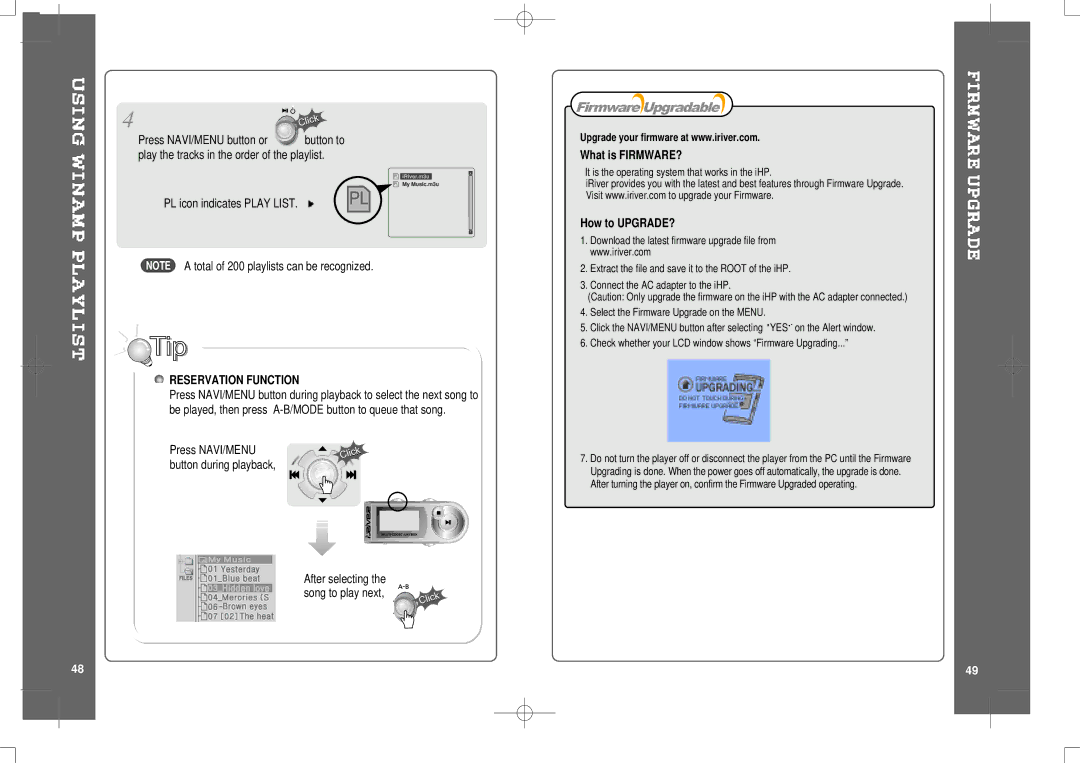 IRiver HP-120 instruction manual Reservation Function, What is FIRMWARE?, How to UPGRADE? 