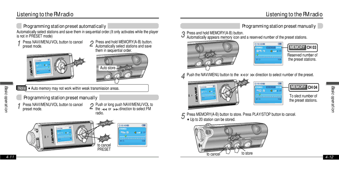 IRiver IFP-1000 instruction manual Programming station preset automatically 