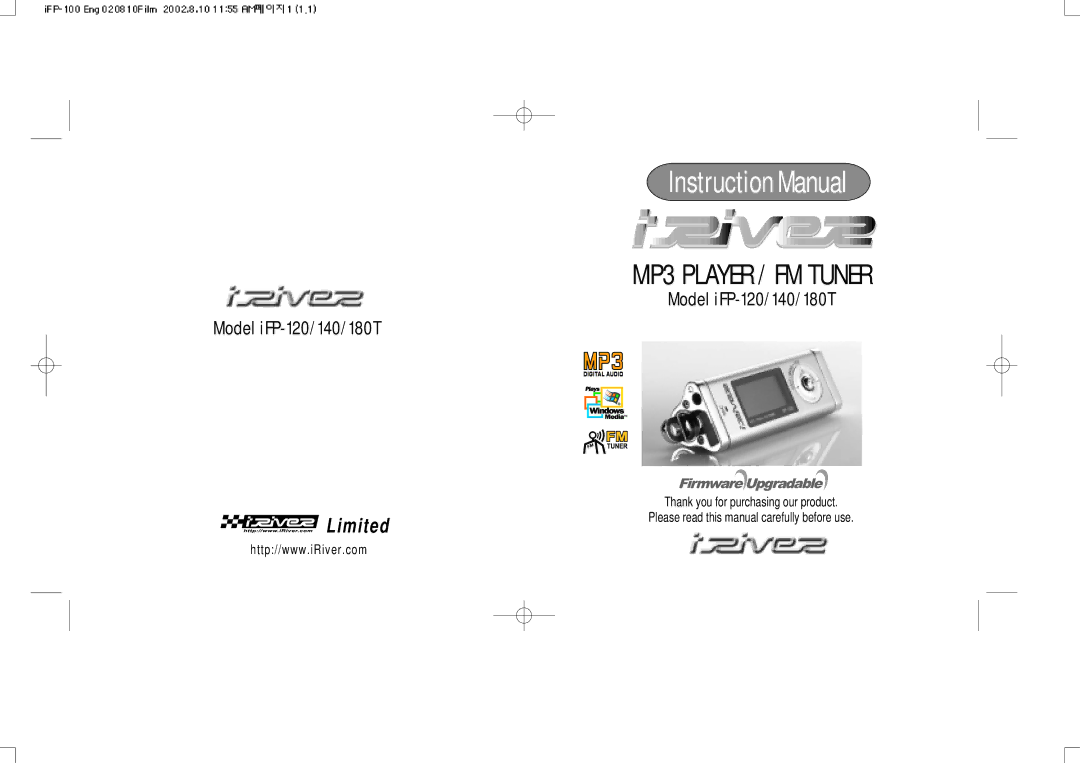 IRiver iFP-140, iFP-120 instruction manual MP3 Player / FM Tuner 