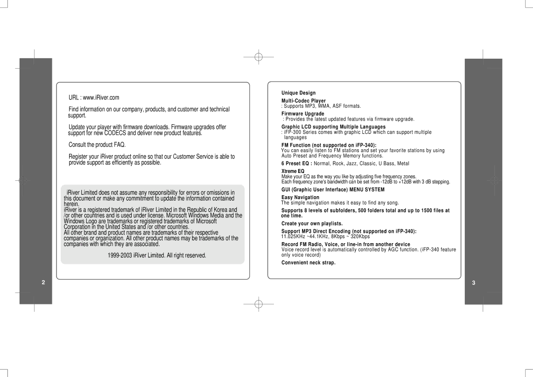 IRiver iFP-300 Series instruction manual Consult the product FAQ, IRiver Limited. All right reserved 