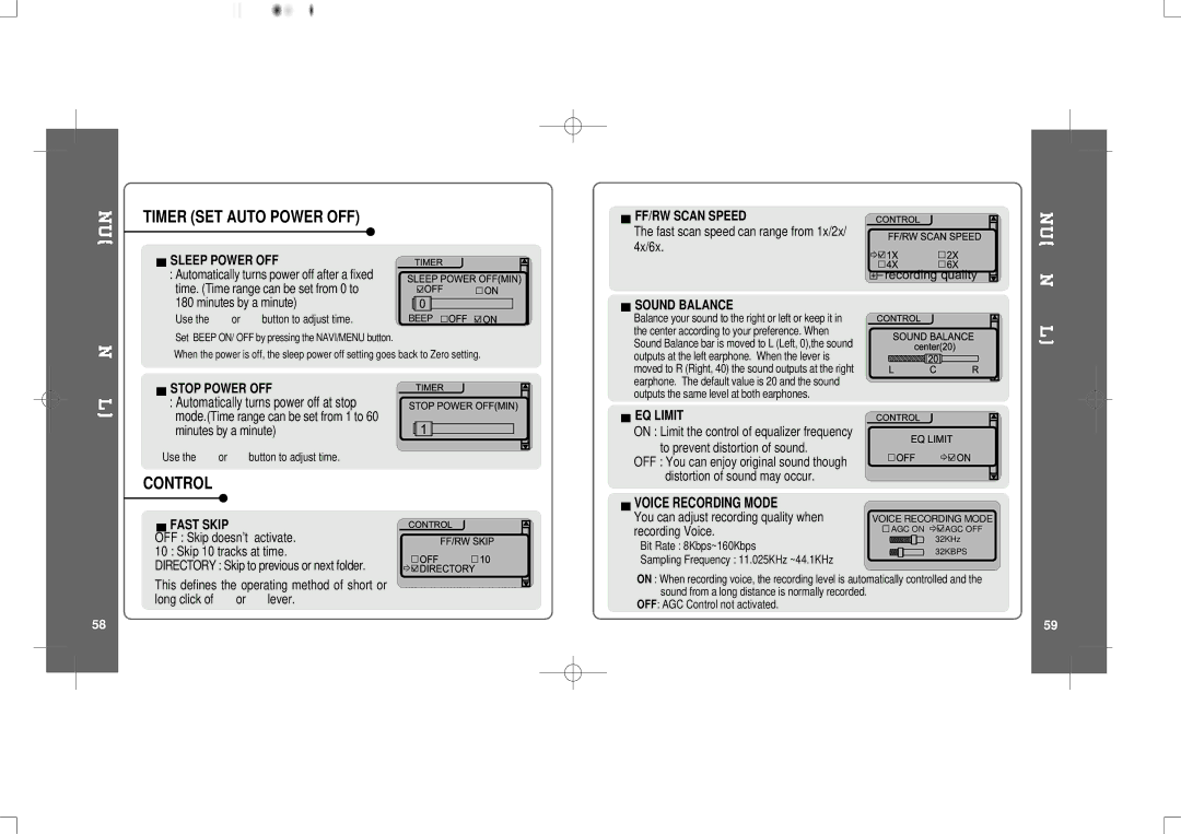 IRiver iFP-300 Series instruction manual Timer SET Auto Power OFF, Control, Automatically turns power off at stop 