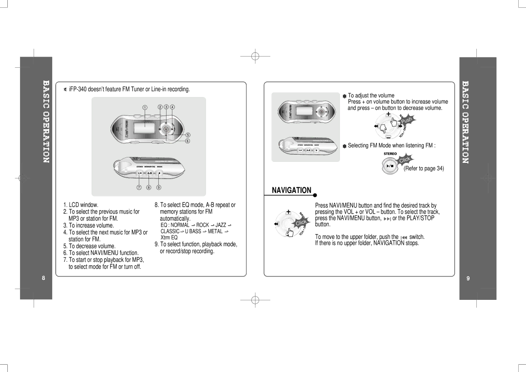 IRiver iFP-300 Series instruction manual Navigation 