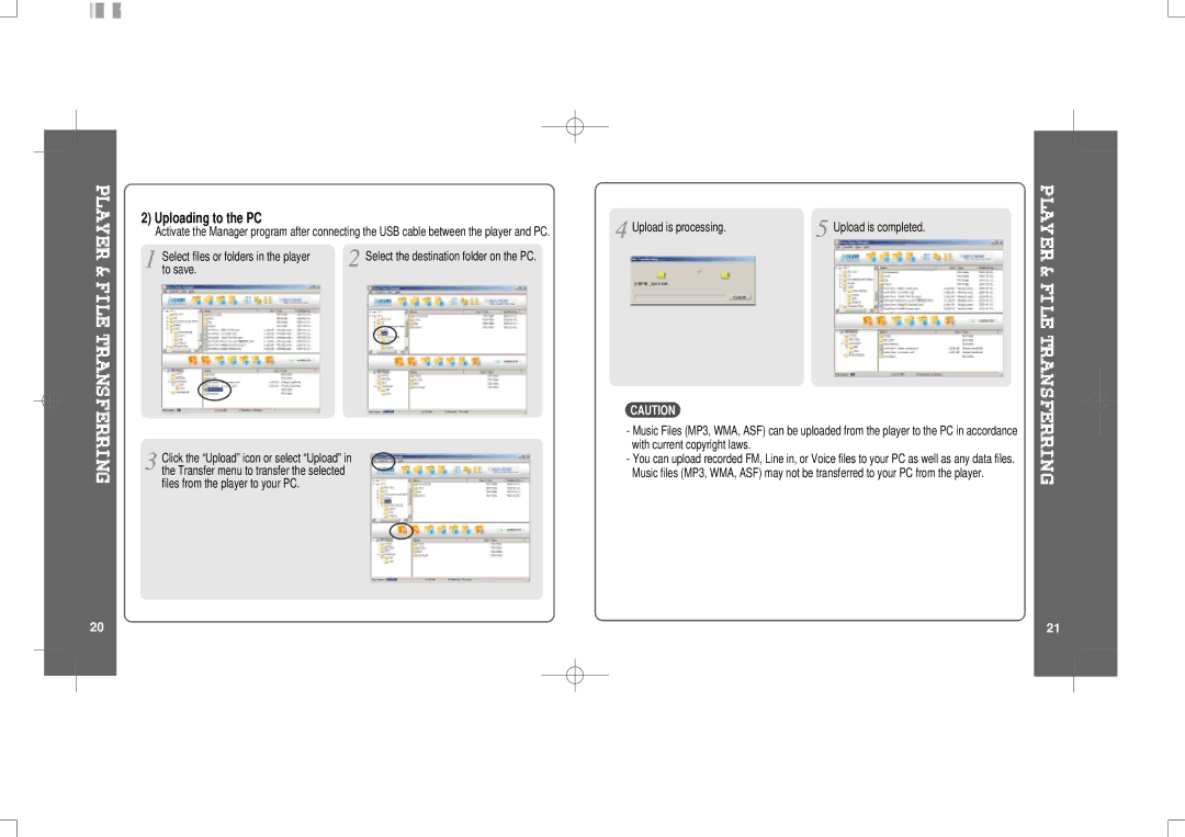 IRiver IFP-300 instruction manual Uploading to the PC, To save 