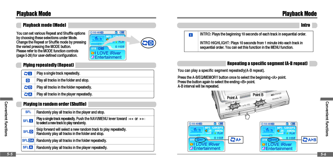 IRiver IFP-900 instruction manual Playback Mode 