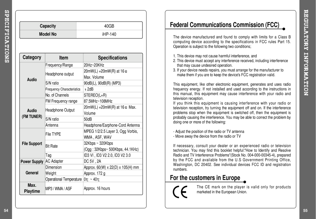 IRiver IHP-140 instruction manual Headphone Output, ID3 VI , ID3 V2 2.0, ID3 V2 