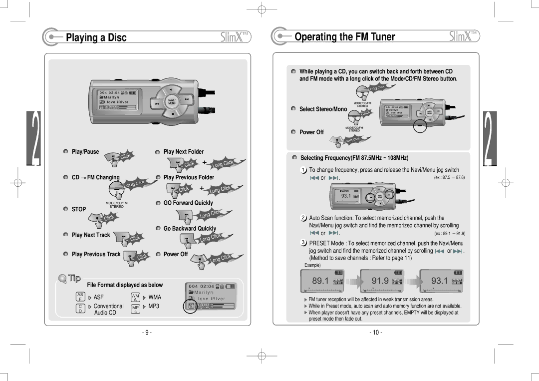 IRiver iMP-400 user manual Stop 