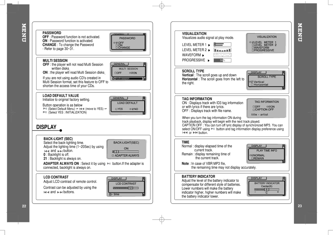 IRiver iMP-700 user manual Display 