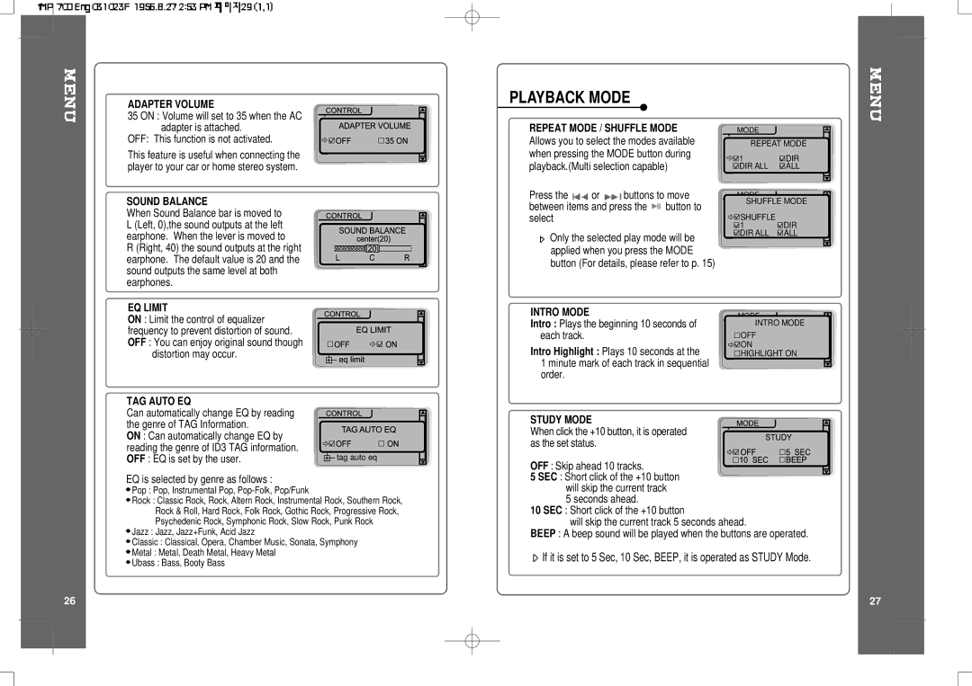 IRiver iMP-700 user manual Playback Mode 