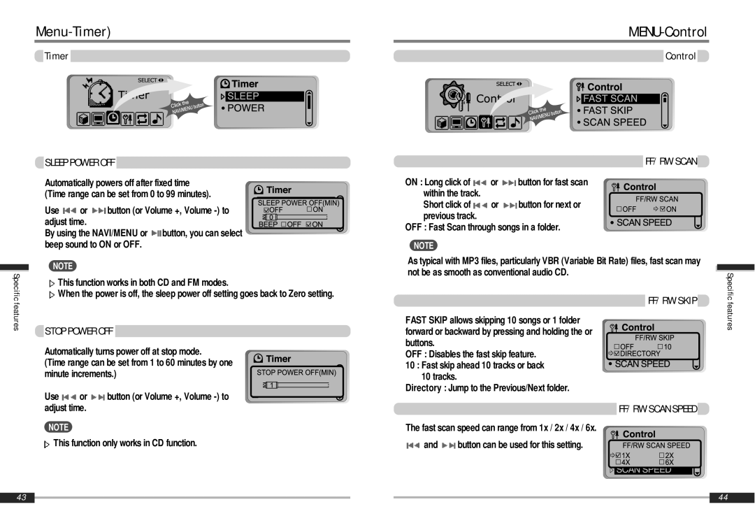 IRiver iMP-900 instruction manual Menu-Timer, MENU-Control 