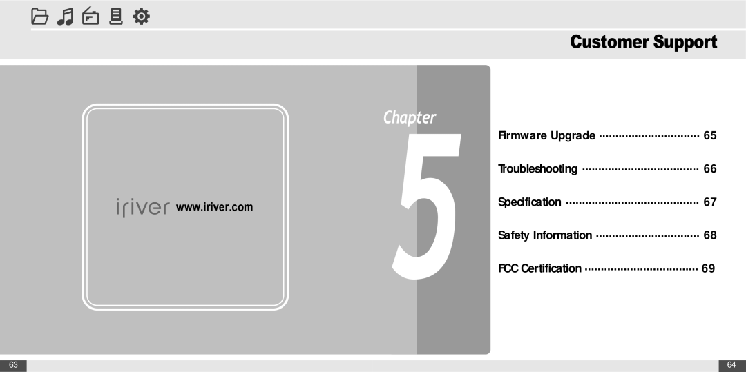 IRiver MP3 Player T30 instruction manual Customer Support 